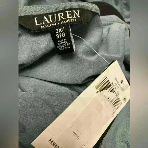 Lauren Ralph Lauren Women's Jersey Peplum Blouse Highland Sea NEW - Picture 9 of 12